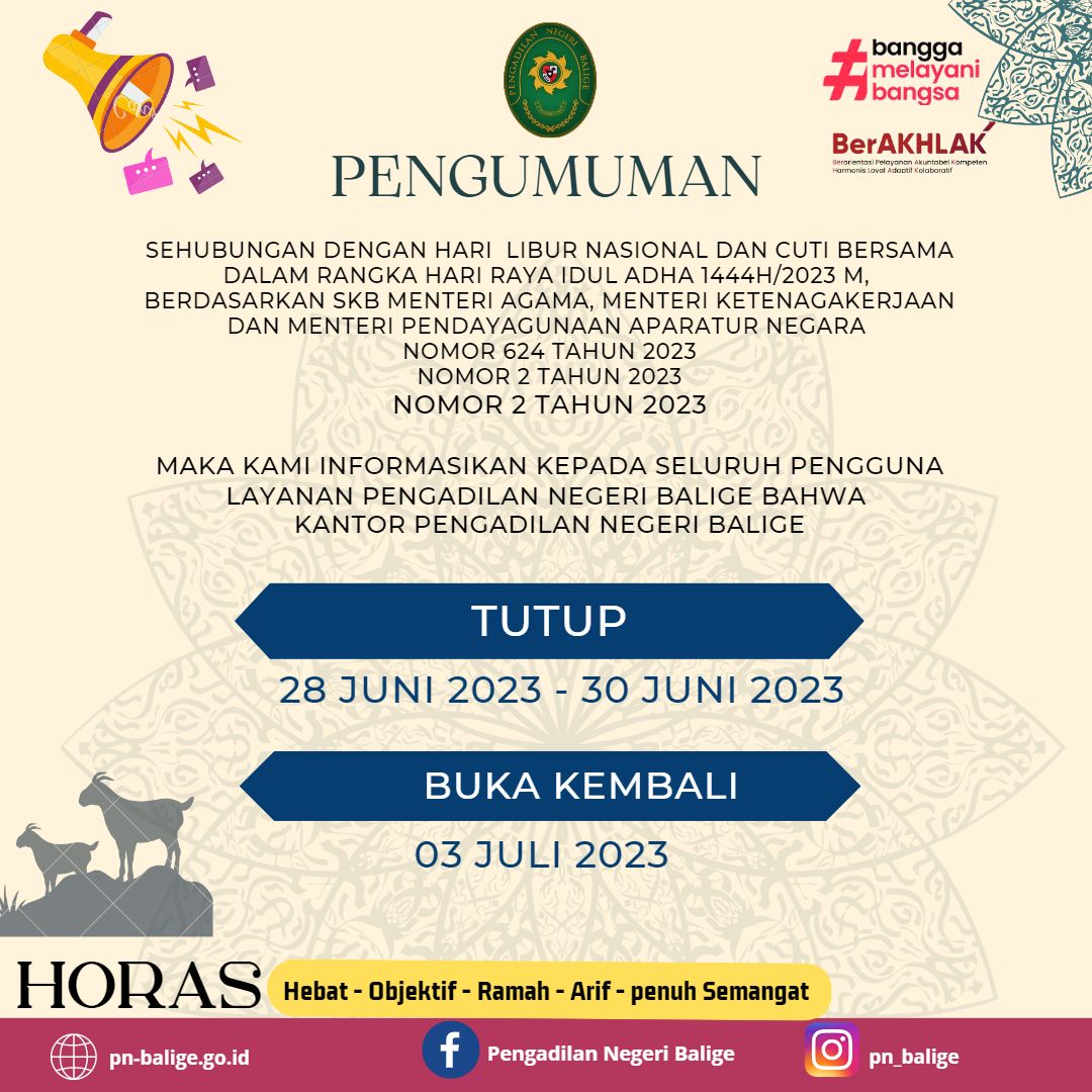  HARI  LIBUR NASIONAL DAN CUTI BERSAMA DALAM RANGKA HARI RAYA IDUL ADHA 1444H